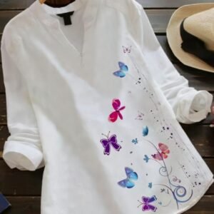 Digital Print Rayon Ladies Top Colorful Butterfly