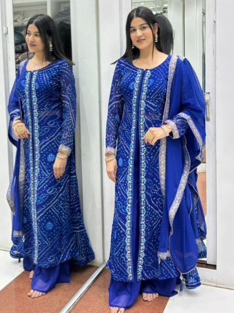 digital print with embrodery w 1740564680 Digital Print With Embrodery Work Heavy Faux Georgette Ambrela Cut Palazo Kurtis Set