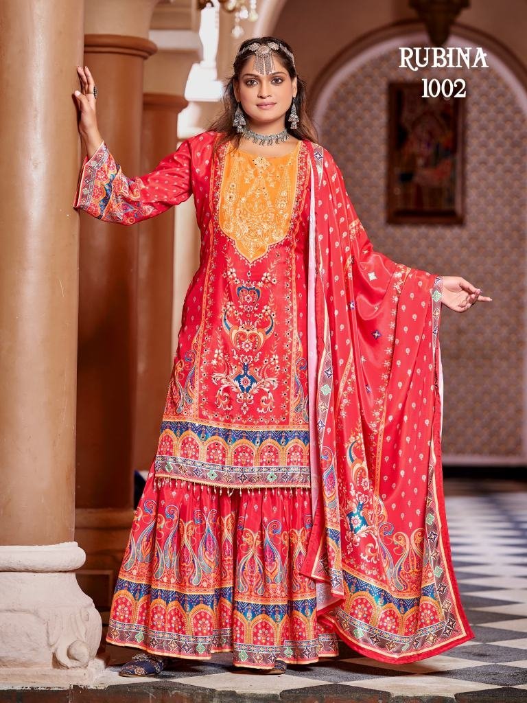 digital print work red sharara 1759484556 Digital Print Work Red Sharara Suit