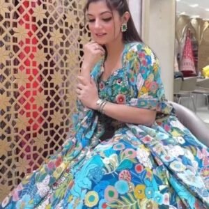 Digital Printed And Embroidery Work Georgette Lehenga Choli