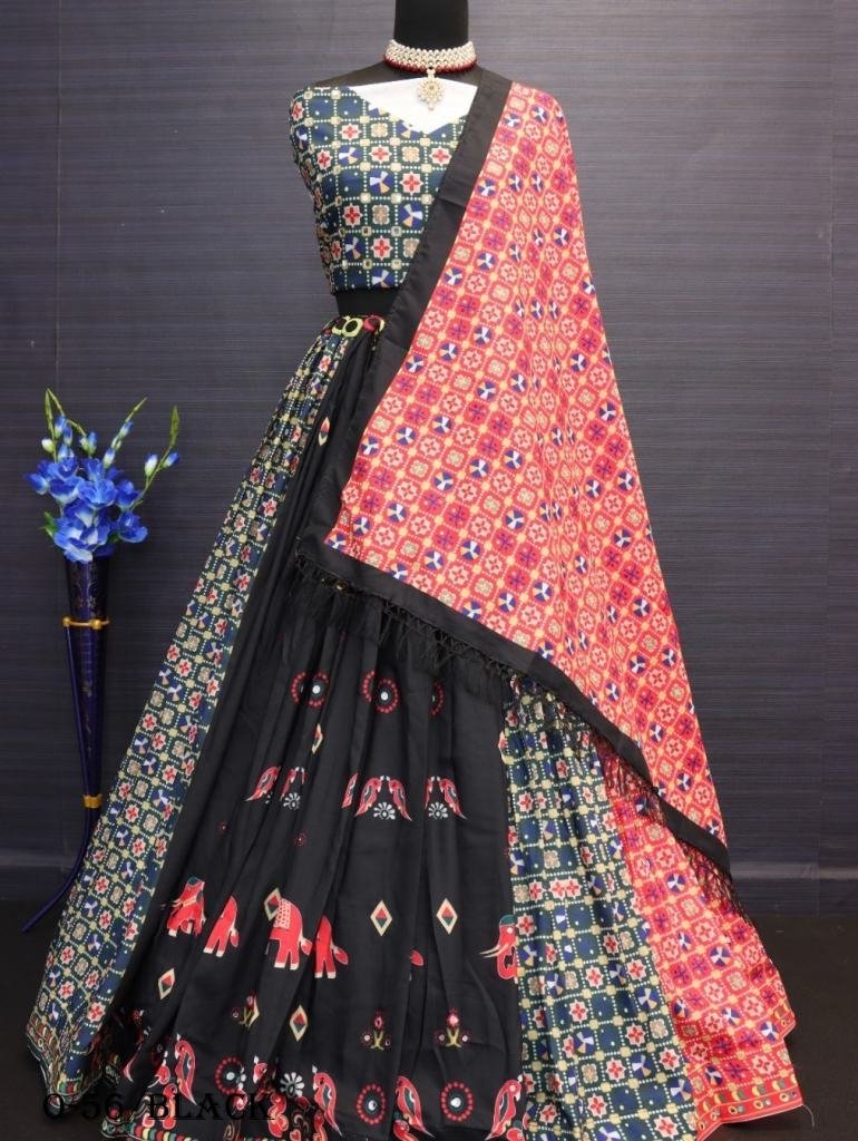 digital printed muslin cotton 1723551828 Digital Printed Muslin Cotton Black Lehenga Choli