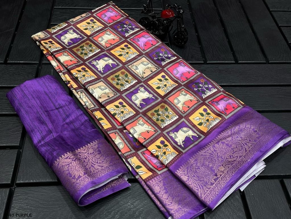 digital printed purple saree 1718709777 Fancy Digital Printed Dola Silk Purple Saree For Women