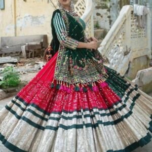 Digital Printed Silk Mehendi Color Lehenga Choli