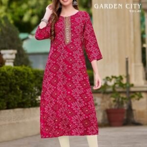 Diya Trends Garden City Vol 8 Red Color Printed Straight Kurti