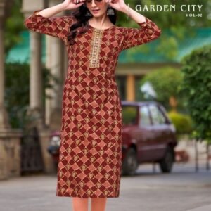 Diya Trends Garden City Vol 8 Brown Color Printed Straight Kurti