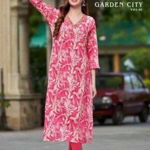Diya Trends Garden City Vol 8 pink Color Printed Straight Kurti