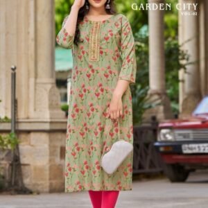 Diya Trends Garden City Vol 8 Mehendi Color Printed Straight Kurti