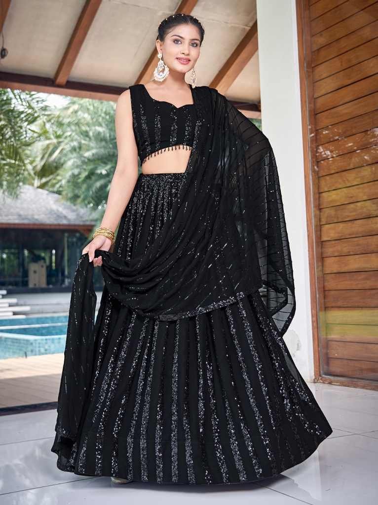 dj special black sequence lehe 1714562254 DJ Special Black Sequence Lehenga Choli by Fab Funda