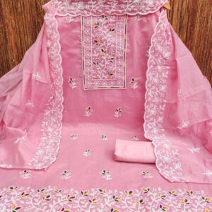 Dress Material With Heavy Chanderi Embroidery Work