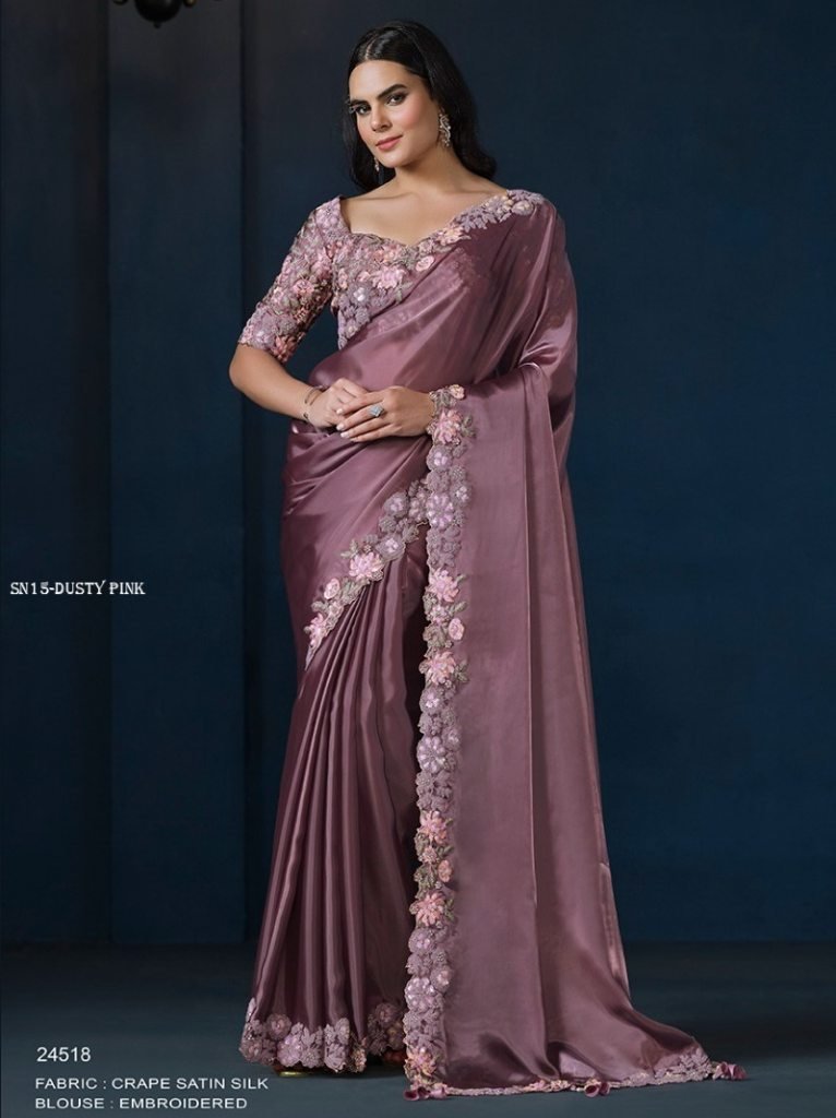 dusty pink color with floral e 1748511309 Dusty Pink Color With Floral Embroidery By Mahotsav