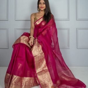 Dyeable Banarasi Kora Organza Saree with Elegant Skirt Border