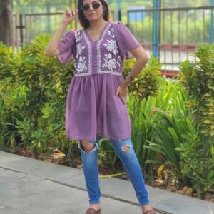 Elegant Anarkali Top in Heavy Georgette with Embroidery