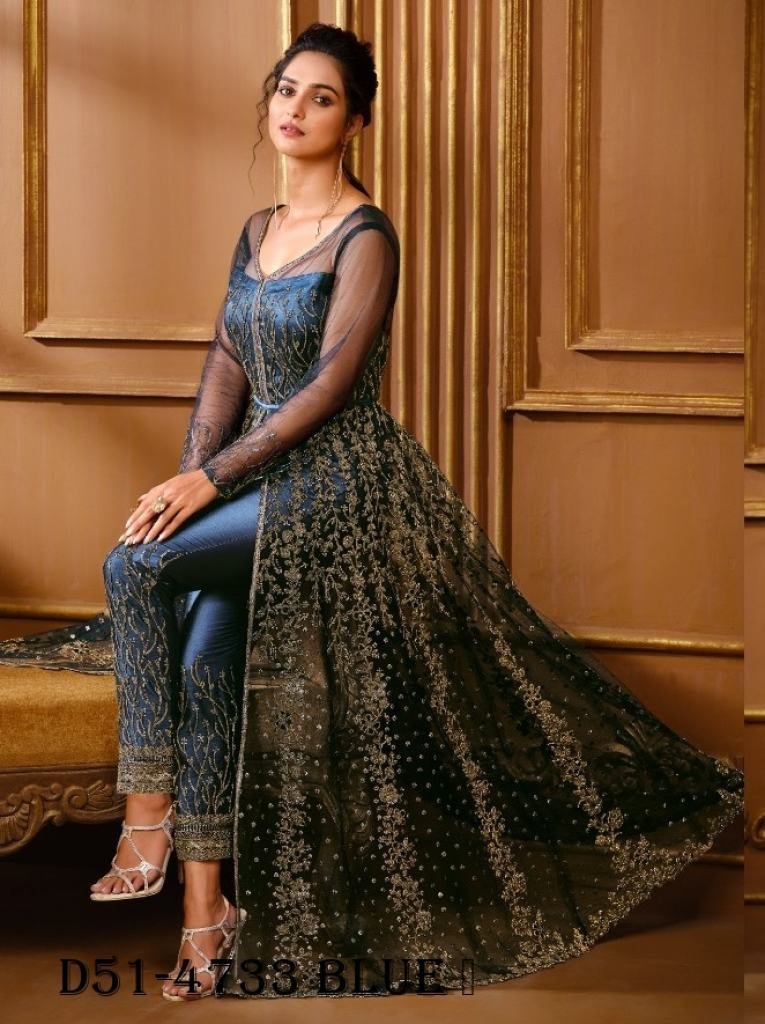 elegant blue embroidered anark 1718619883 Elegant Blue Embroidered Anarkali Gown with Stone Work