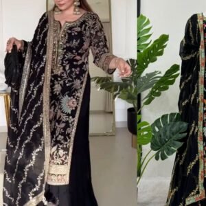 Elegant Foux Georgette Thread Work Black Sharara Set