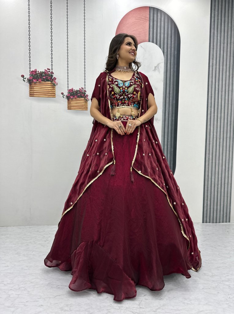 elegant frandy with thread wor 1743593188 Elegant Frandy With Thread Work Maroon Three Piece Set