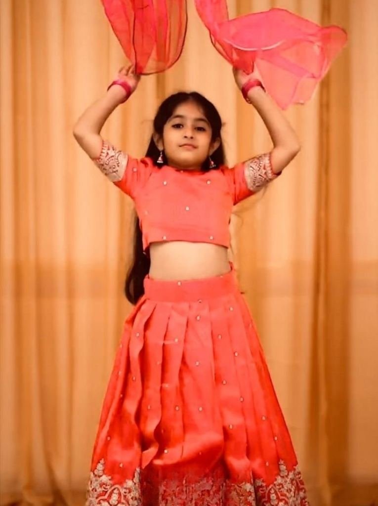 elegant orange kids lehenga 1734951274 Elegant Orange kids Lehenga