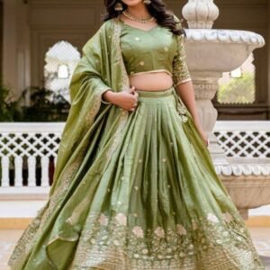 Elegant Pista Green Colour Lehenga Choli Set