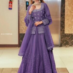 Elegant Purple Embroidered Lehenga Set Party Festive Wear