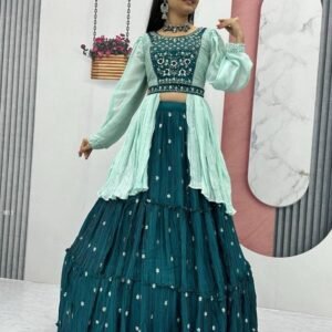 Elegant Rama Crop Top With Real Handwork