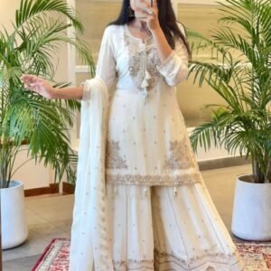 Elegant Ready to Wear Pure Chinon Silk Gharara Suit by fab funda