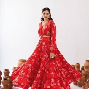 Elegant Red Printed Outfit