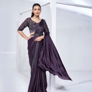 Elegant Satin Silk Saree With Belt Collection