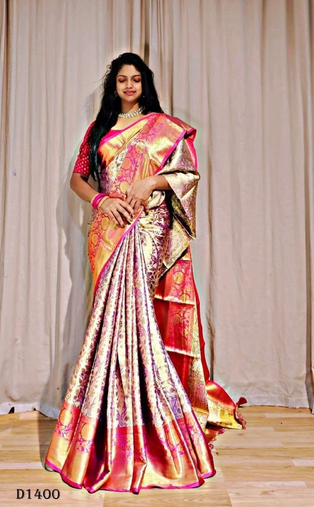 elegant semi kanjivaram silk s 1719318501 Elegant semi kanjivaram silk saree with weaving pallu