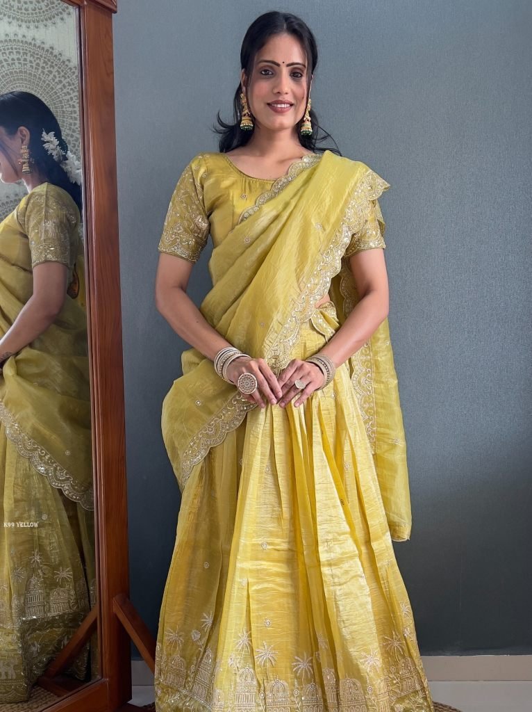elegant yellow lehenga with ma 1735821221 Elegant Yellow Lehenga With Matching Blouse And Dupatta
