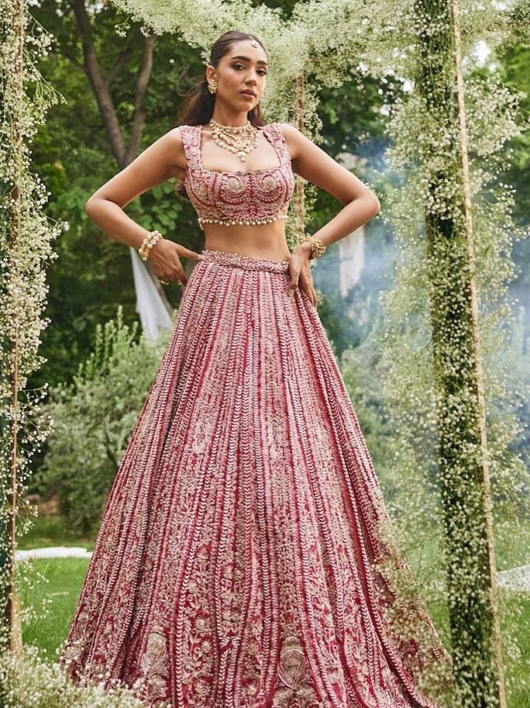 elegent bridal wear fuax georg 1747741800 Elegent Bridal Wear Fuax Georgette With Sequence Work Pink Lehenga