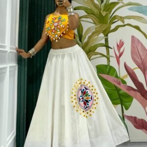 Elegent Navratri 10 Meter Flair Lehenga With Halter Neck Blouse