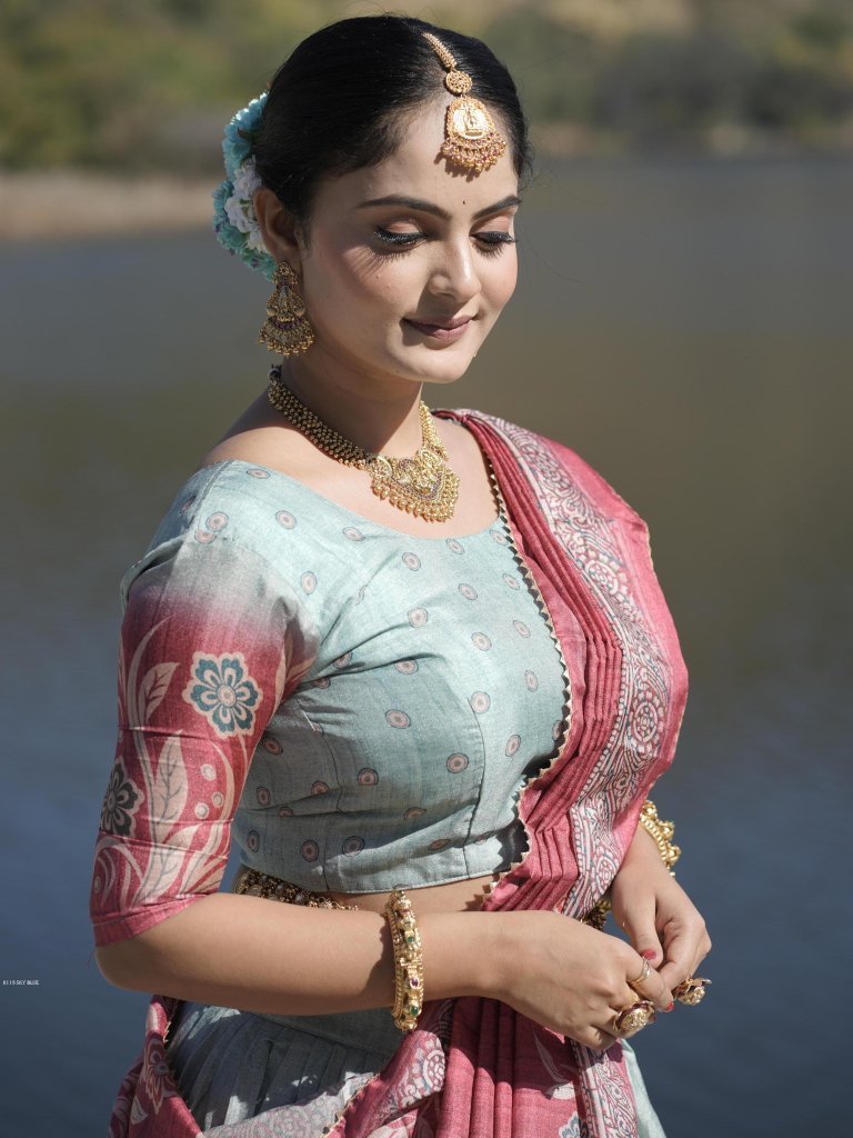 elevate your style with our st 1738066743 Elevate Your Style With Our Stunning Sky Blue Kalamkari Lehenga Set
