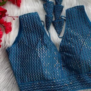 Embroidered Rama Pure Crobra Silk Readymade Blouse