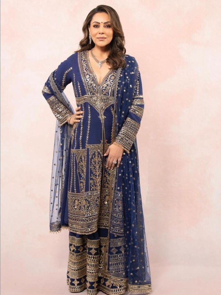 embroidery work georgette blue 1729159361 Embroidery Work Georgette Blue Sharara Suit