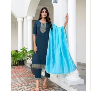 Embroidery Work Roman Silk Batali Kurti Pant Set