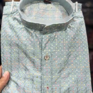 Embroidery Work Silk Sky Kurta And Pyjama