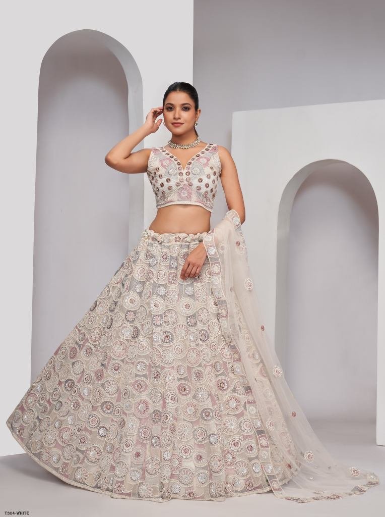 embroidery work white soft net 1723006507 Embroidery Work Best White Soft Net Lehenga Choli