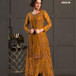 Embroidery Work Yellow Vaishnavi Net Suit Set