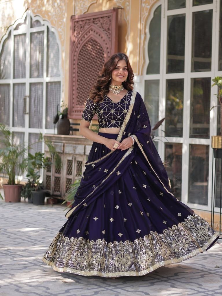 engagement wear heavy embroide 1735995174 Engagement Wear Heavy Embroidery And Sequence Work Ranglori Silk Lehenga Choli