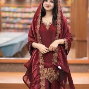 Ethnic Style Maroon Fully Stitched Kurti Pant Set