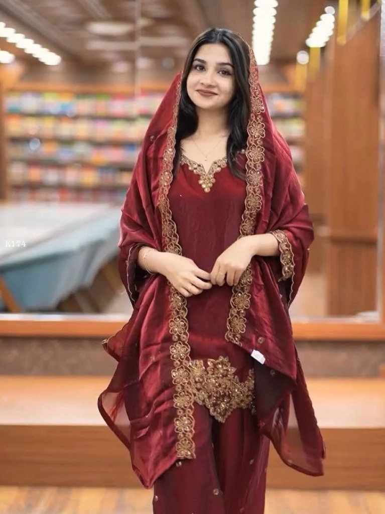 ethnic style maroon fully stit 1745413499 Ethnic Style Maroon Fully Stitched Kurti Pant Set