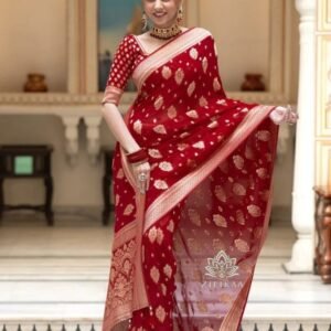 Jacquard Work Beautifull Red Saree