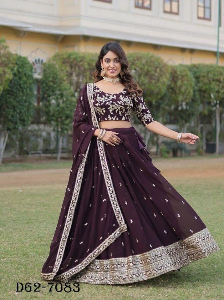 exclusive faux blooming coffee 1719036927 Exclusive Faux Blooming Coffee Lehenga Choli for Celebrations