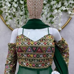 Exclusive Fox Georgette Mehendi Colour Palazzo Set