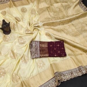 Exclusive Gold Multi Work Khadi Georgette Silk Saree