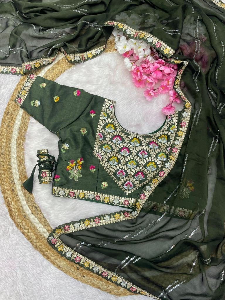 exclusive mehendi multi work n 1728729124 Exclusive Mehendi Multi Work Natural Rangoli Silk Saree With Fancy Stitched Blouse