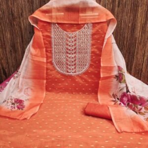 Exclusive Orange Wedding Wear Embroidery Work Santoon Dress Material