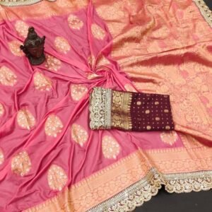 Exclusive Peach Multi Work Khadi Georgette Silk Saree