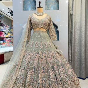 Exclusive Pista Soft Butterfly Net Lehenga Choli With 4 Meter Flair
