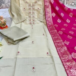 Exclusive Pure Handwork Muslin Silk Kurtis Set