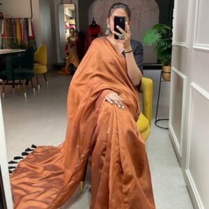 Exclusive Pure Melanin Silk Brown Sarees at Fab Funda